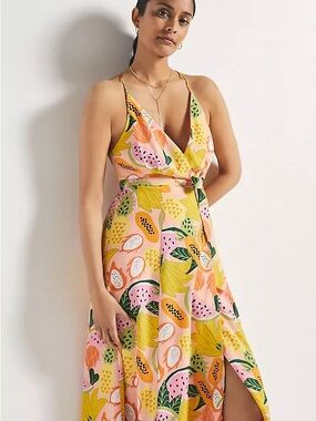 Hutch Fruit Print High Low Wrap Dress